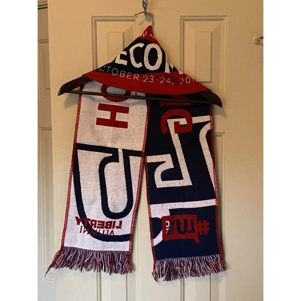 Liberty Flames Home Coming Scarf Sparky Football Red White Blue LU University